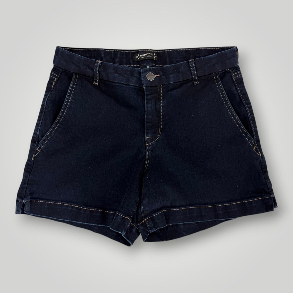 Nanette Lepore Shorts Womens 4 Blue Belle High Rise Denim Chino Casual Summer